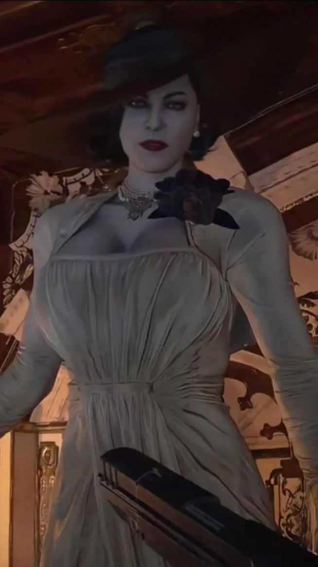 ai character: Lady Dimitrescu  background