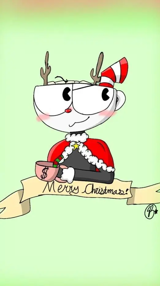 ai character: cuphead Christmas  background