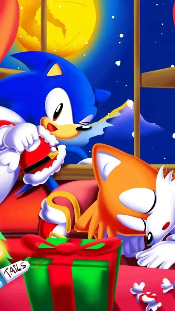 ai character: Christmas sonic background