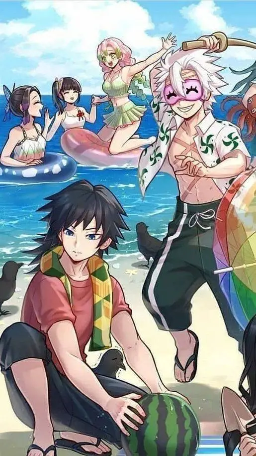 ai character: kny en la playa  background