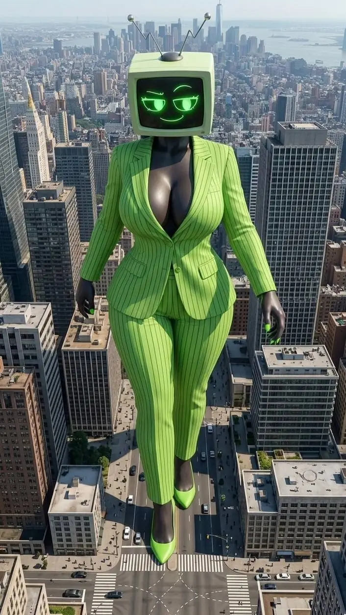 ai character: Giantess vee background