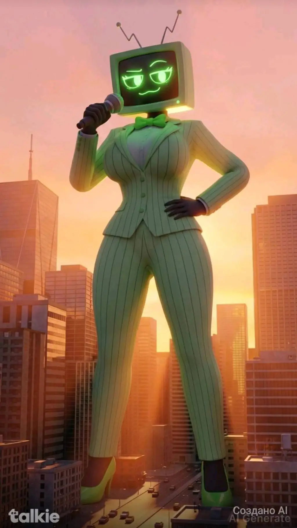ai character: Giantess vee background