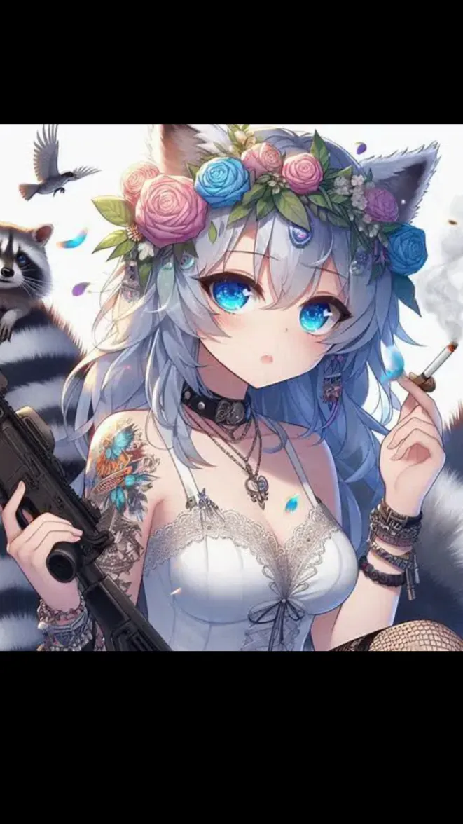 ai character: Badass girl(angel) background