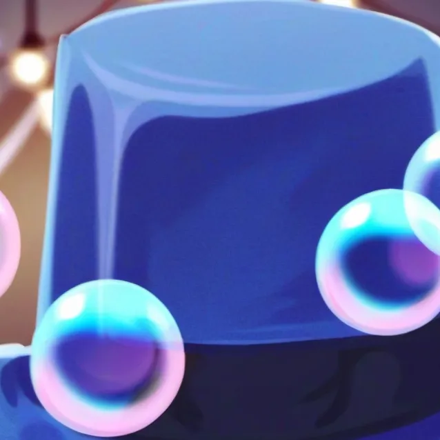 chat with ai character: Bubble on cane hat