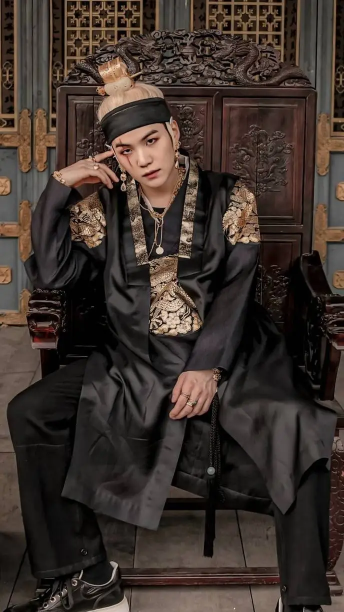 ai character: suga of BTS  background