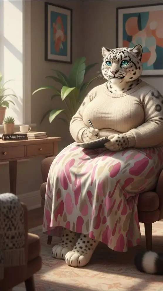 ai character: Snow leo Therapist background