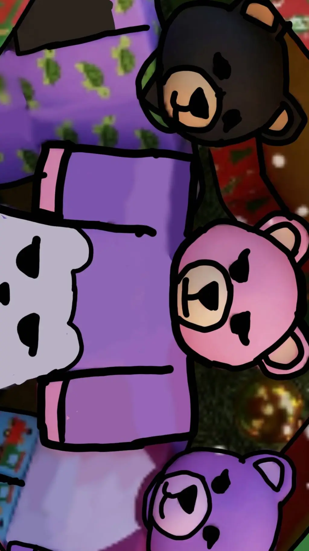 ai character:  three teddy bears background
