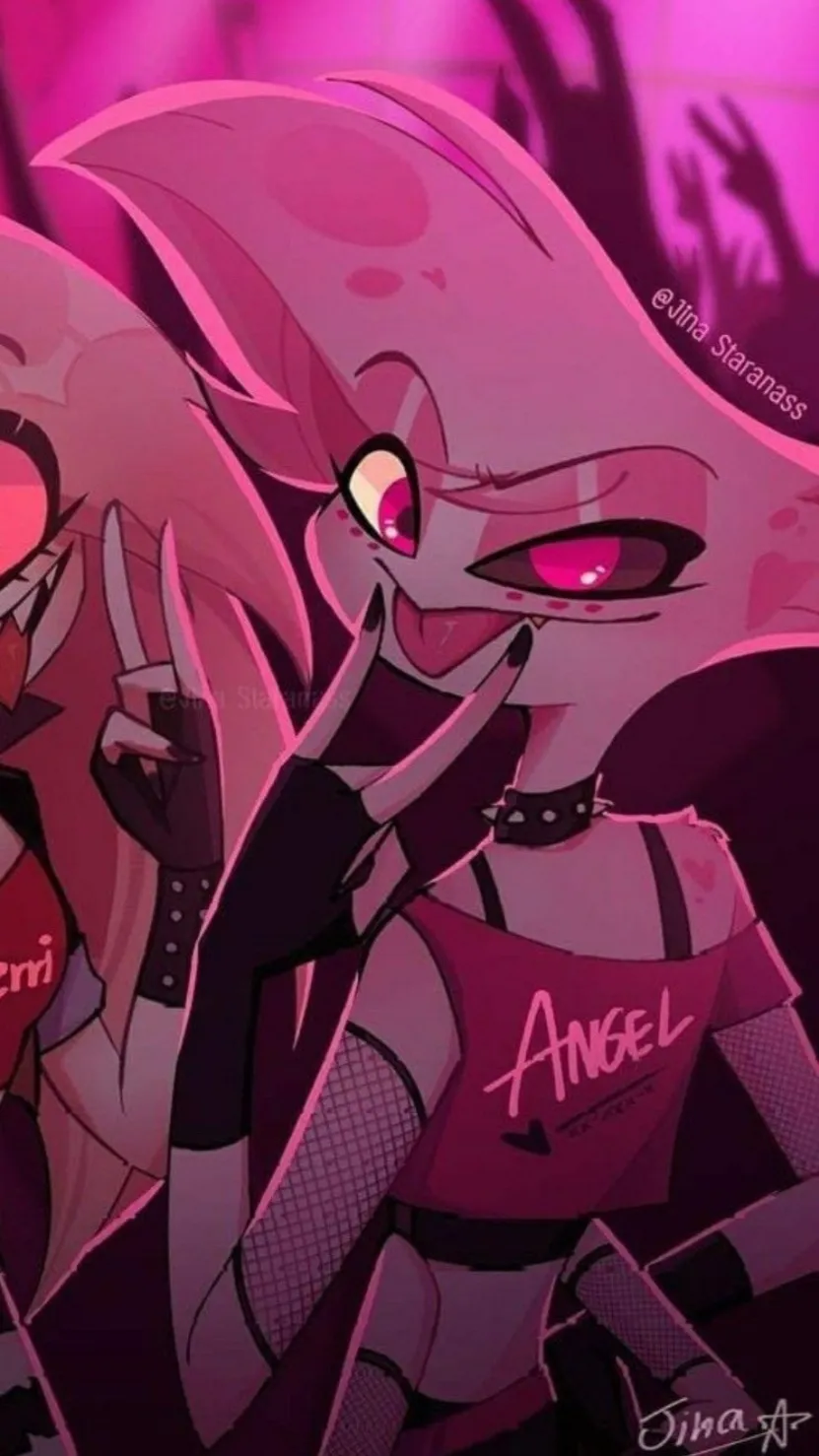 ai character: 🩷ANGEL DUST🩷 background