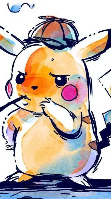 ai character: detective Pikachu  background