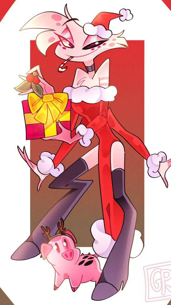 ai character: ANGEL DUST 💗🩷💜🤍🕷️🚬 background