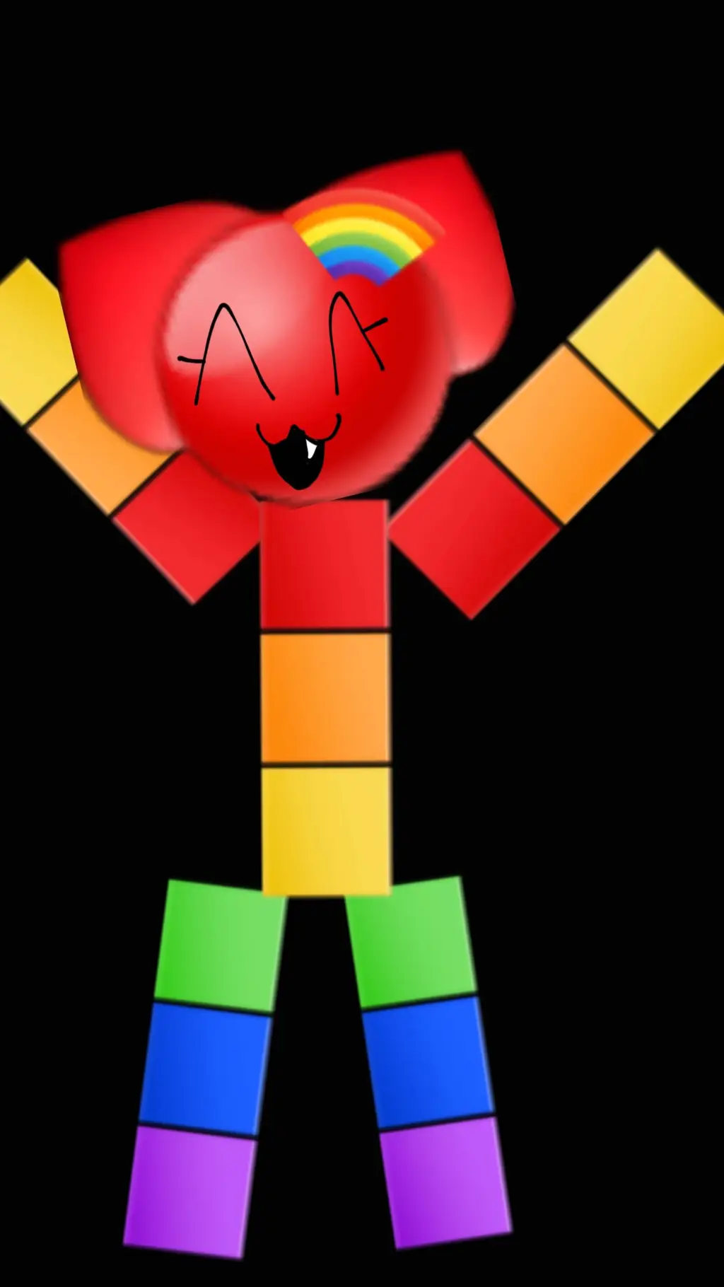 ai character: rainbow background