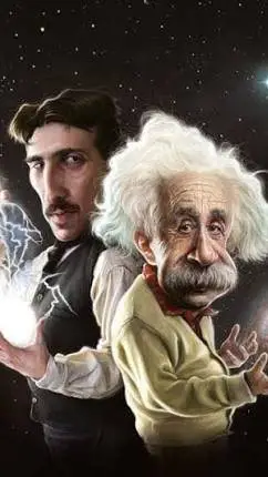 ai character: Alberto y Tesla  background