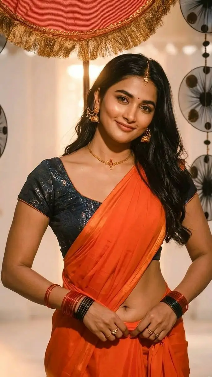 ai character: Pooja Hegde  background