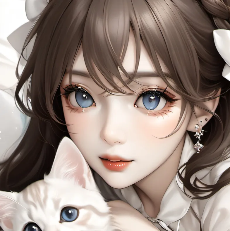 chat with ai character: Cat and girl ￼