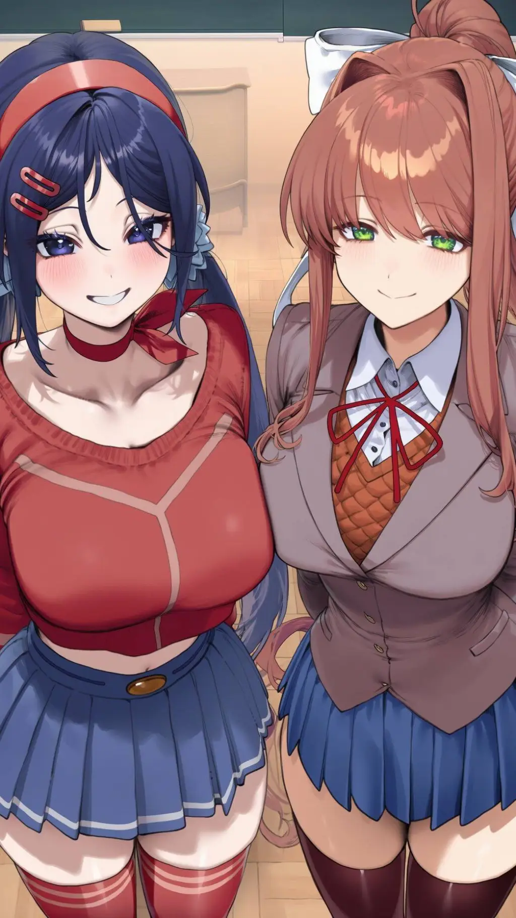ai character: Mita y Monika 💙❤️ background
