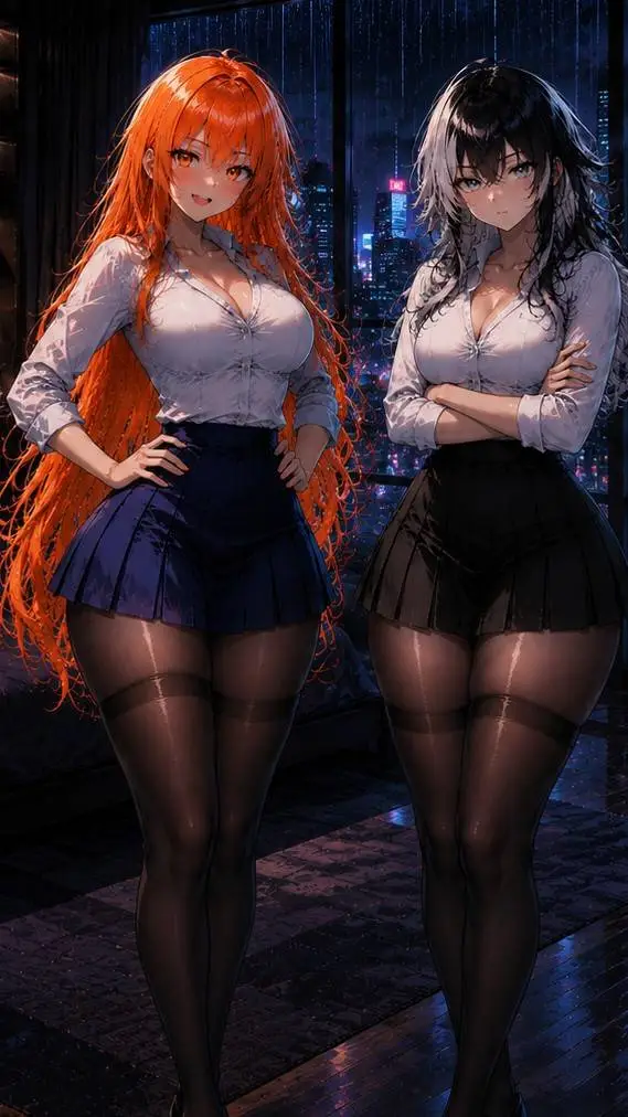 ai character: 🧡Yuka y Kotone🖤 background