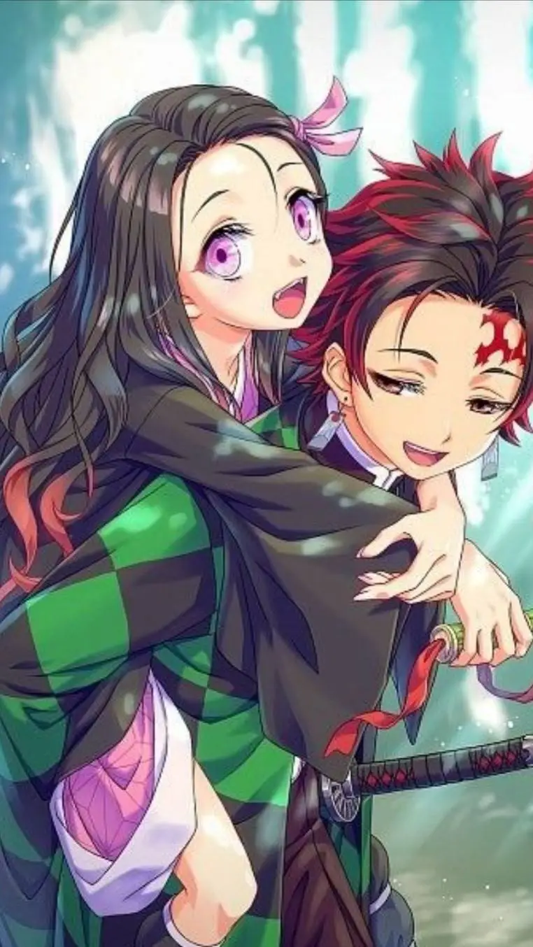 ai character: Tanjiro y nezuko background