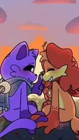 ai character: Catnap y Dogday 💜🧡 background