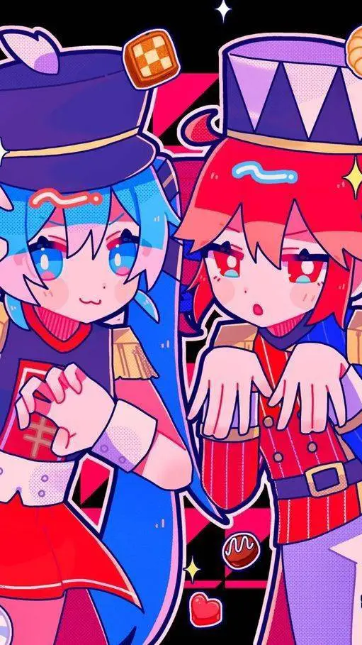 ai character: candy,cookie,choco background