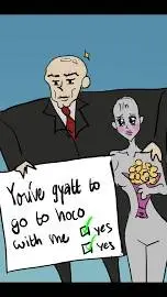 ai character: Y/N X CEO meme background