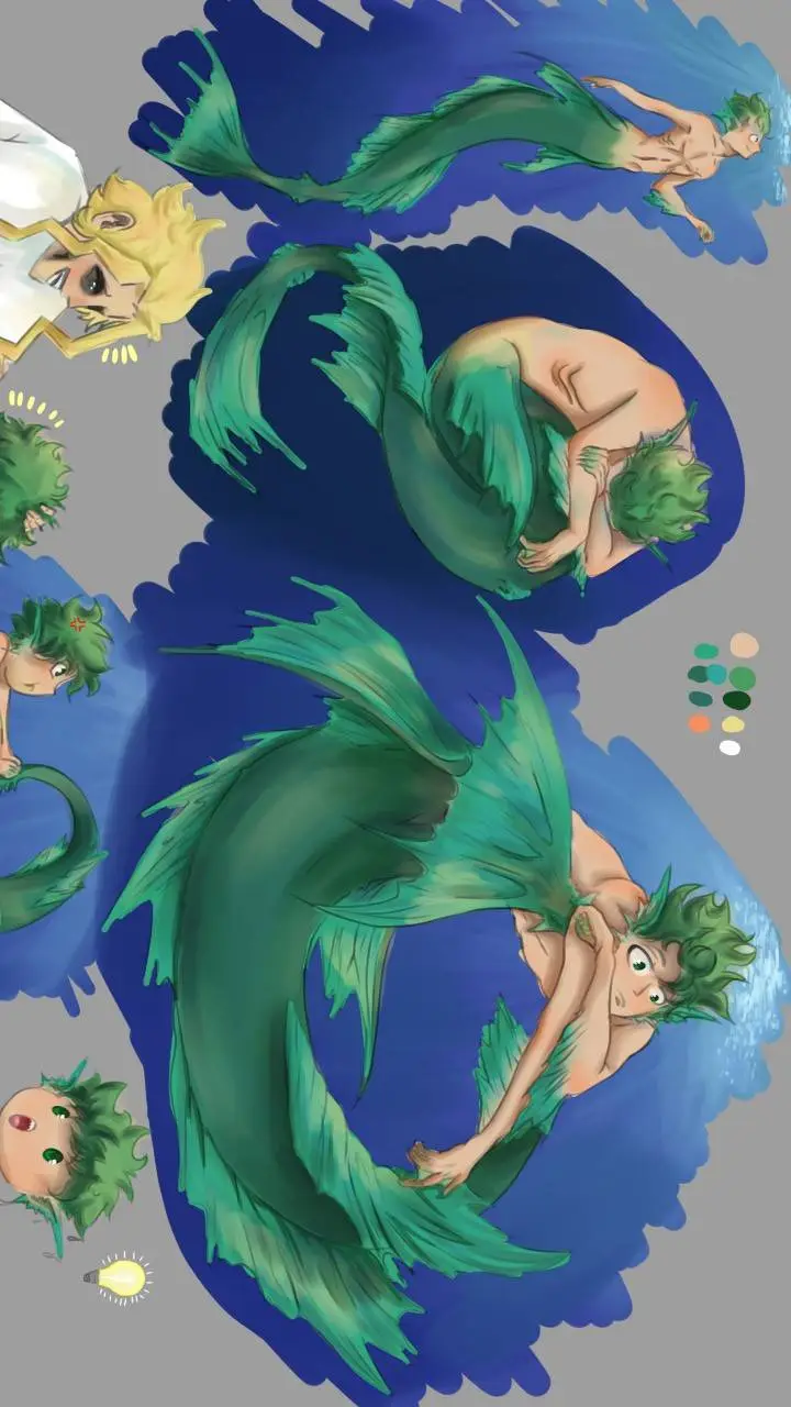 ai character: 🧜🏼Mermaid Deku~🧜🏼 background