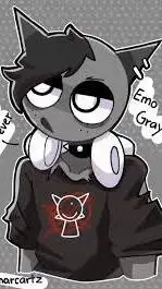 ai character: gray sprunki xd xd background