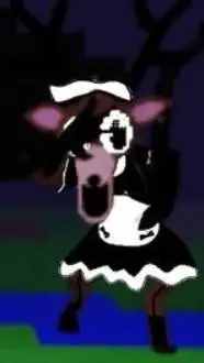 ai character: deer in maid dress background