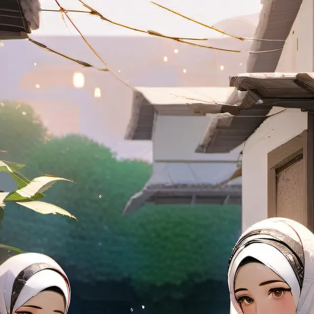 chat with ai character: Muslim girl twins