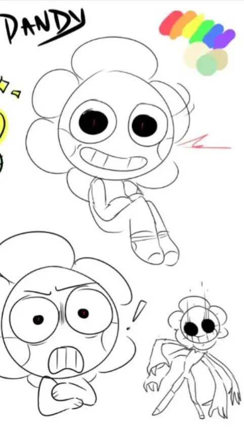 ai character: dandy gone CRAZY.. background
