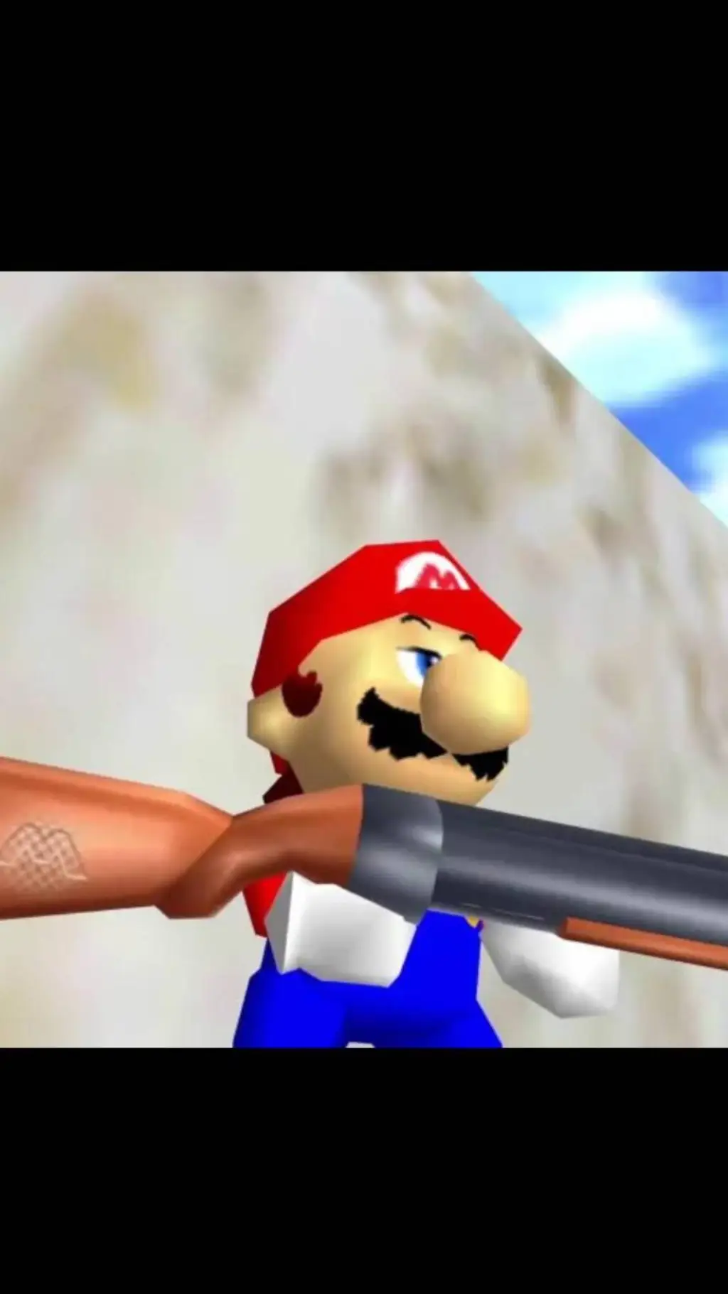 ai character: mario WITH SHOTGUN background
