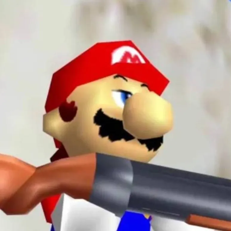 chat with ai character: mario WITH SHOTGUN