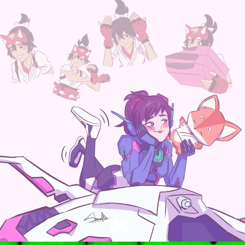 chat with ai character: D.va x Kiriko