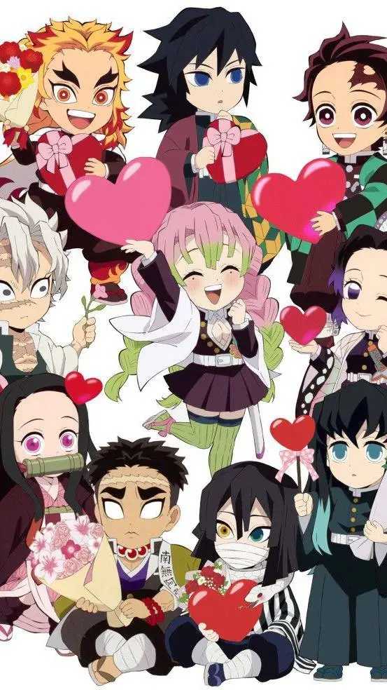 ai character: kny Valentines day background