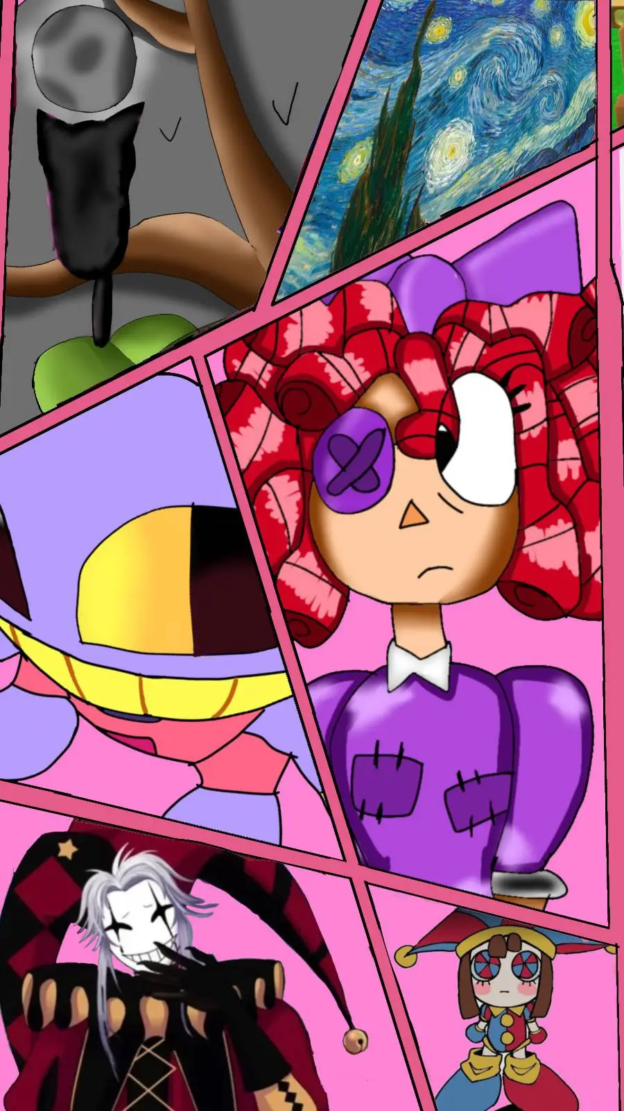 ai character: Harlequin  background