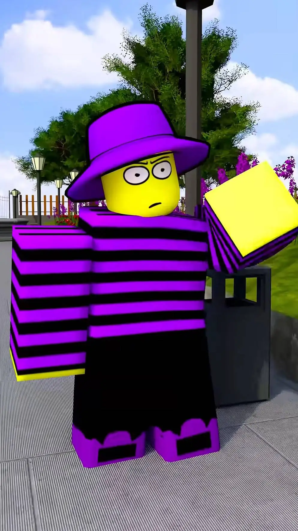ai character: Purple hat roblox background