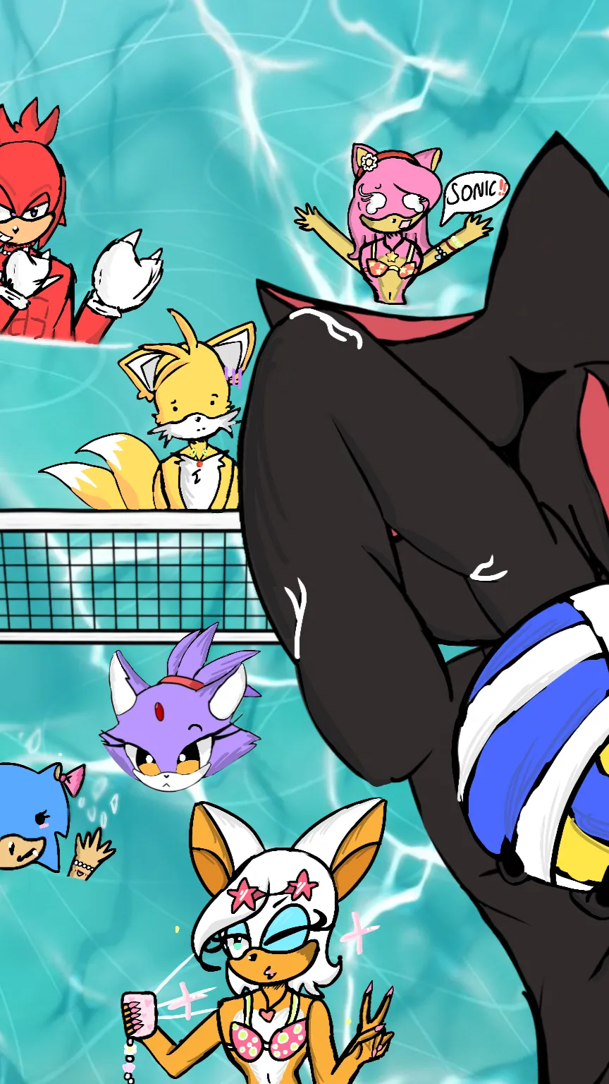 ai character: Sonic crew+beach background