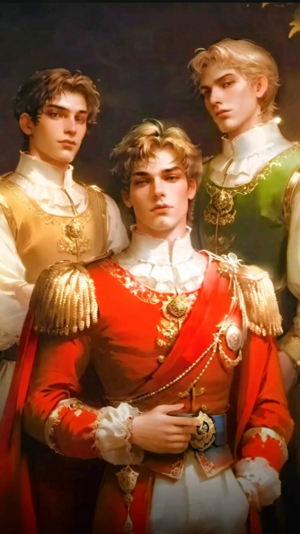 ai character: 3 Princes-👑♥️💛💚  background