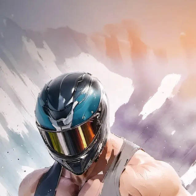 chat with ai character: Helmet guy