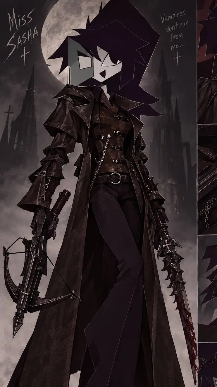 ai character: Sasha vampire hunt background