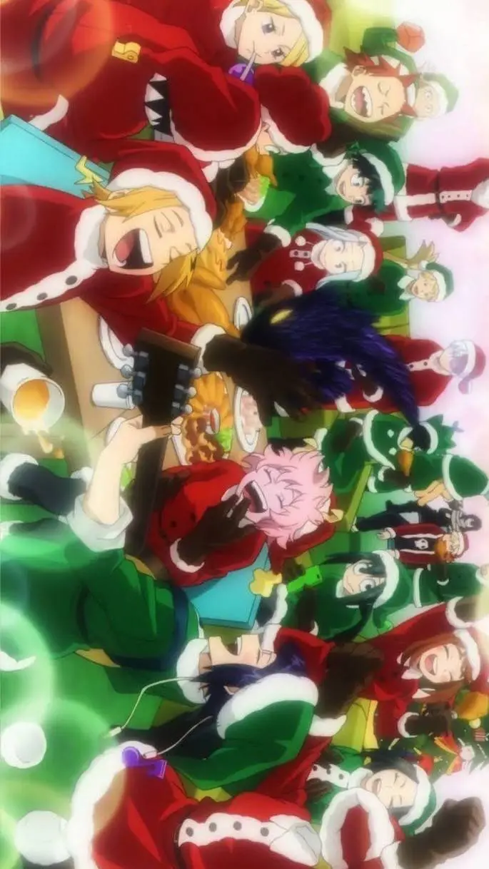 ai character: MHA CHRSTMAS background