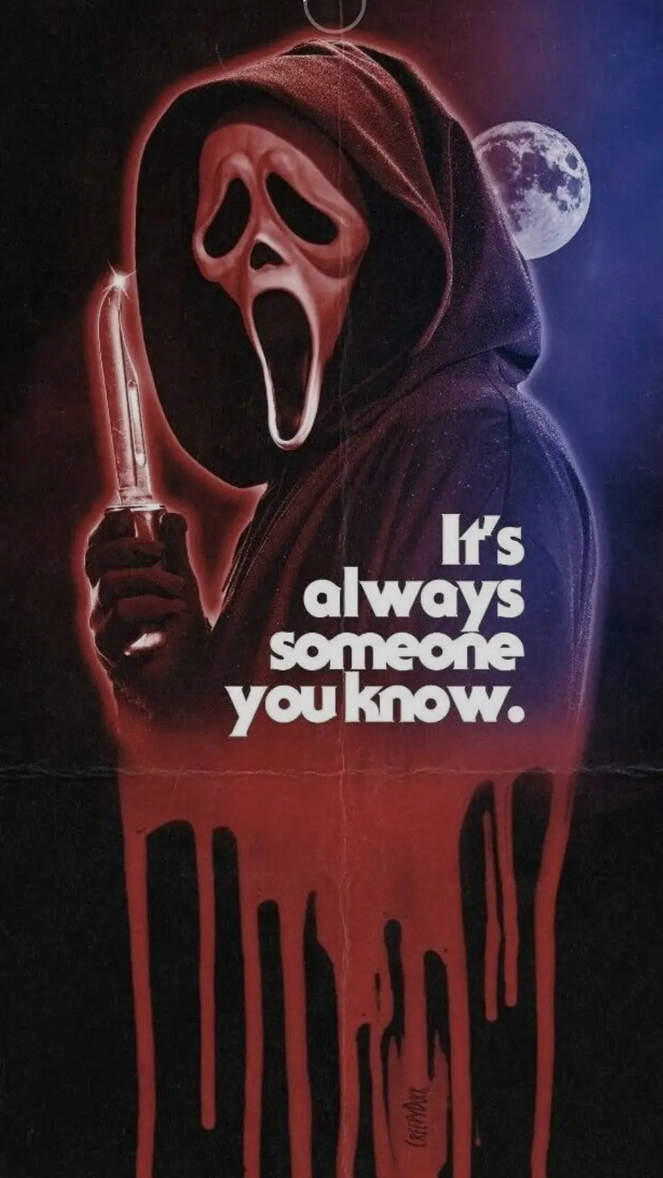 ai character: Ghostface  background