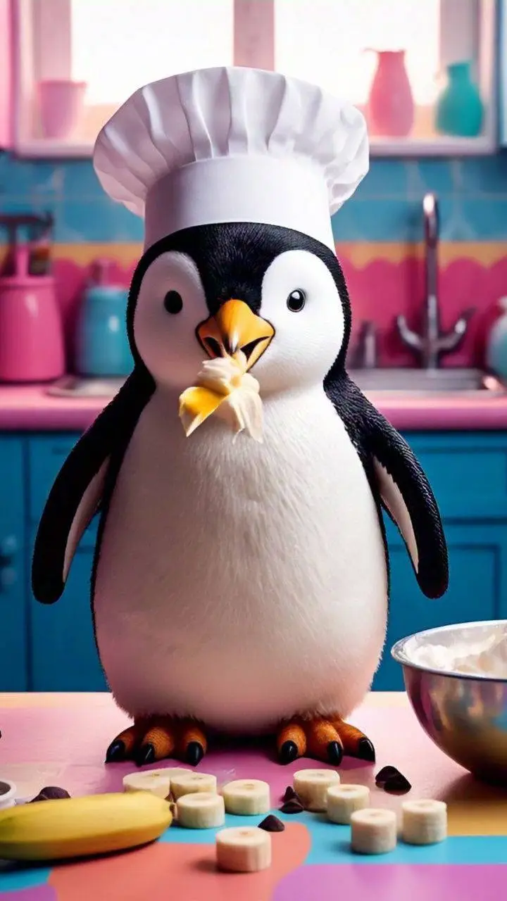 ai character: pinguino chef background