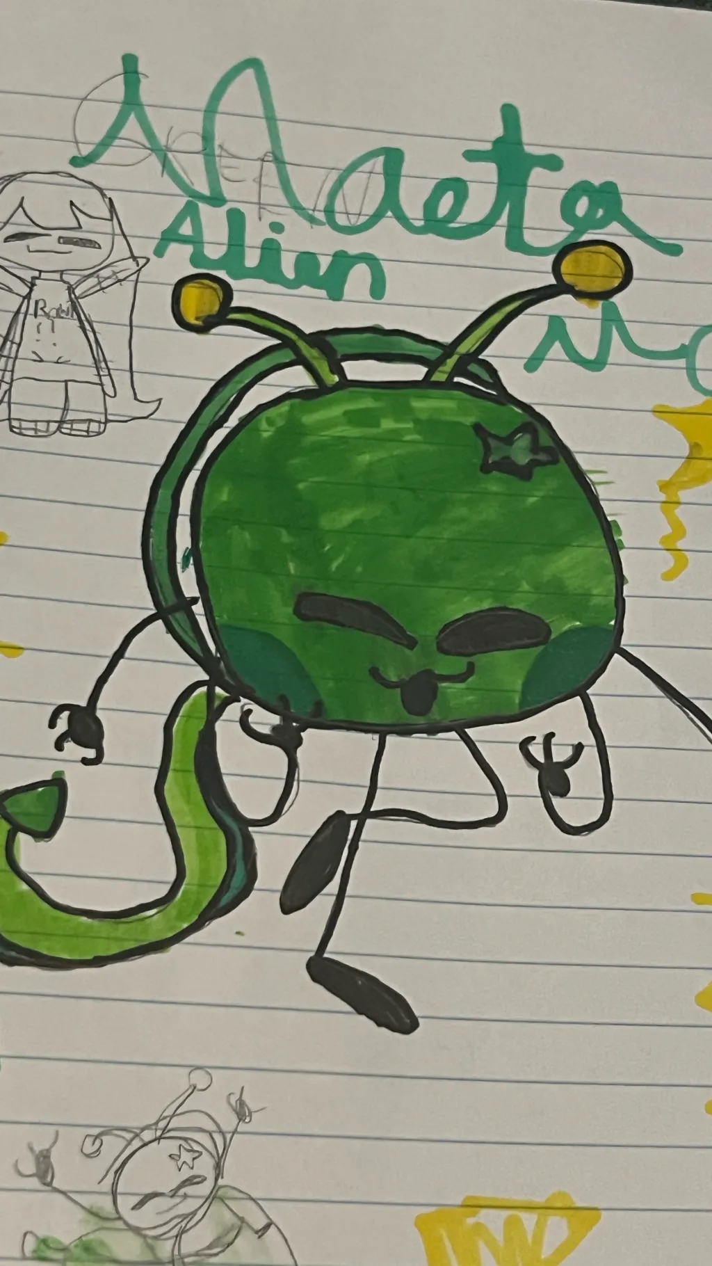 ai character: Matcha Alien background