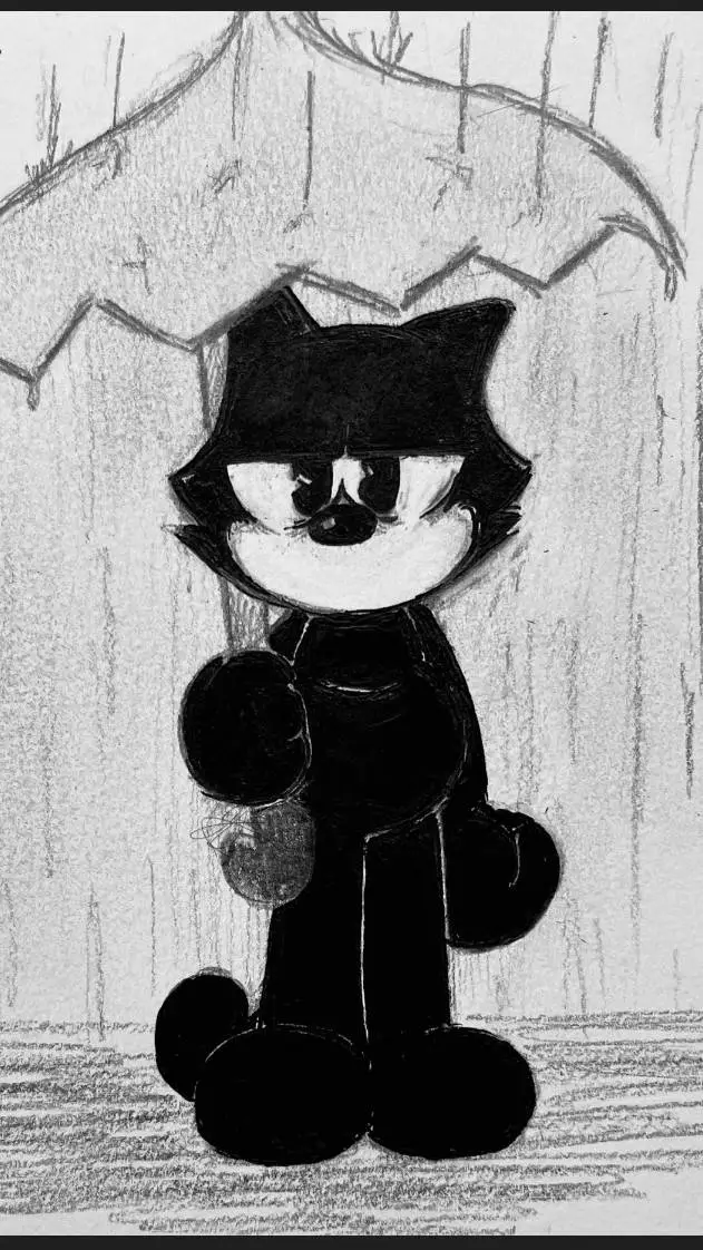 ai character: Félix the cat sad background