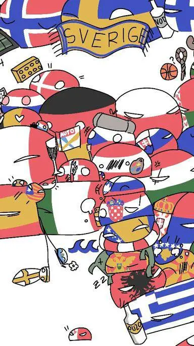 ai character: 🔎Countryballs🌍 background