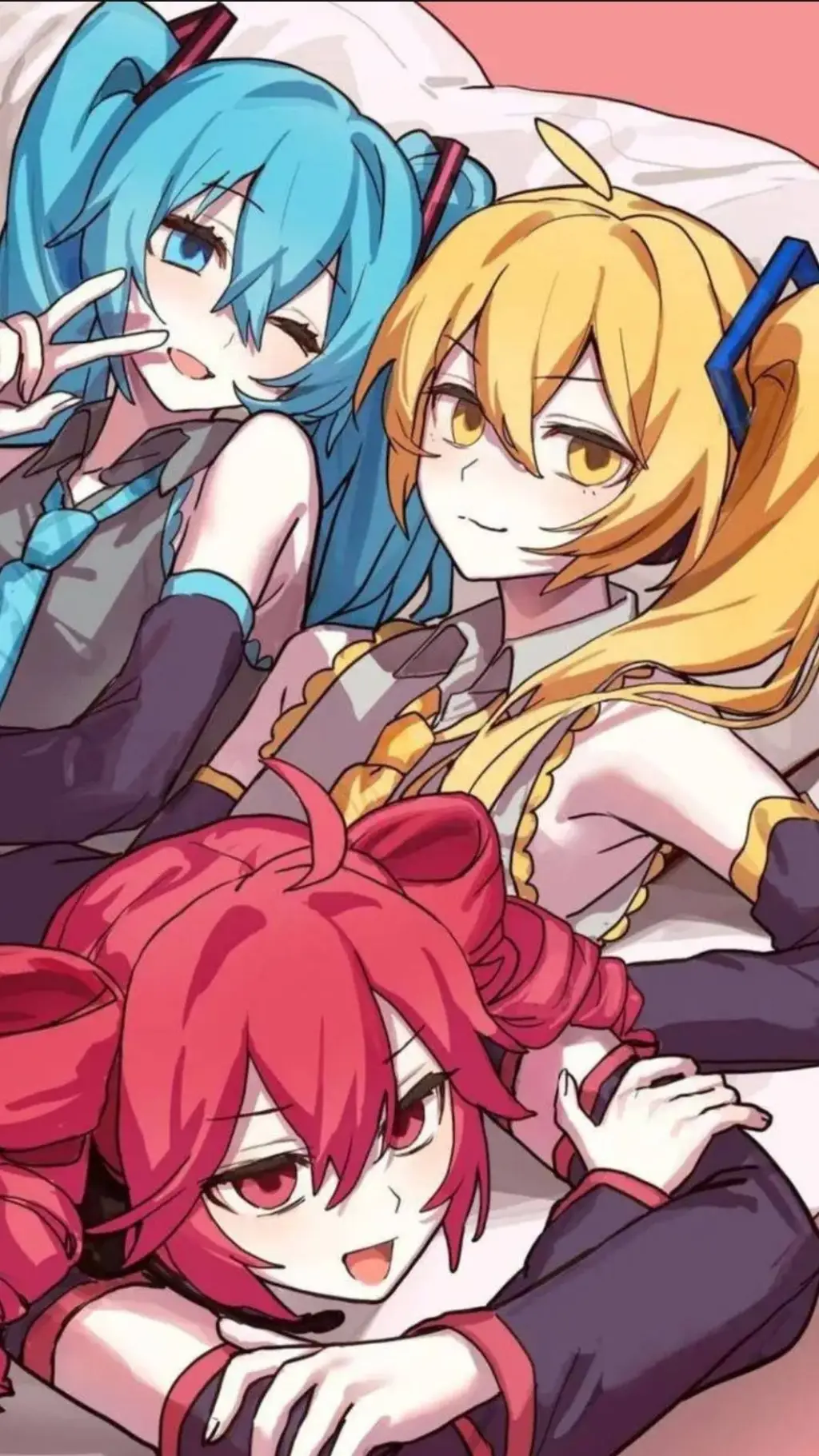 ai character: Miku & Neru & Teto background