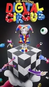 ai character: Digital circus background