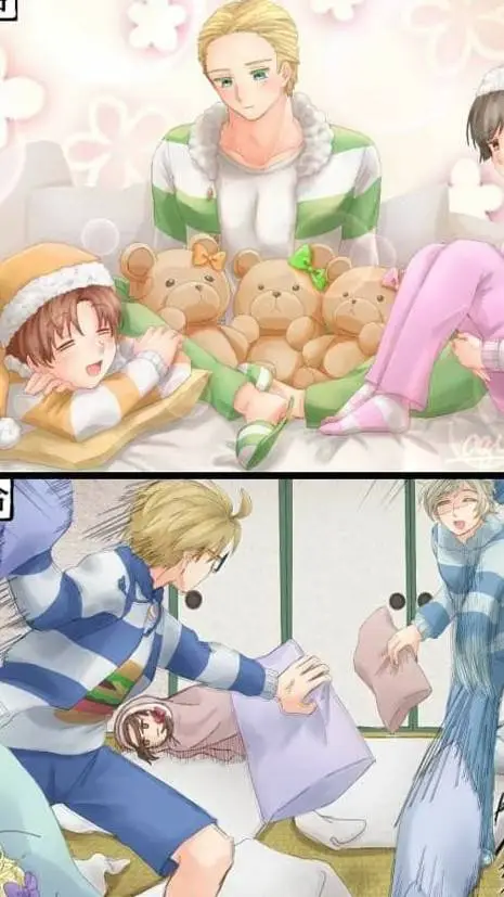 ai character: Hetalia sleepover background