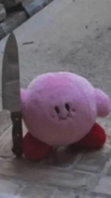 ai character: Kirby with a knife background