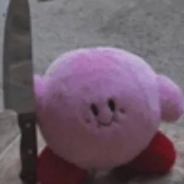 chat with ai character: Kirby with a knife